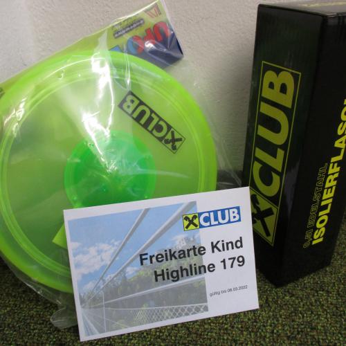 Preise (Frisbee, Eintrittskarte Highline, Isolierflasche)
